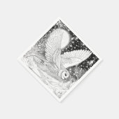 Magische Schnee-Eule im Flug unterm Sternenhimmel スタンダードカクテルナプキン (角)