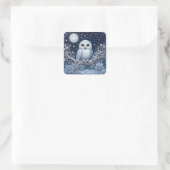 Magische Schneeeule – Wächterin der Winternacht スクエアシール (バッグ)
