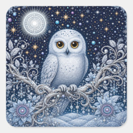 Magische Schneeeule – Wächterin der Winternacht スクエアシール
