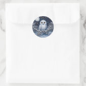 Magische Schneeeule – Wächterin der Winternacht ラウンドシール (バッグ)