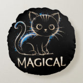 Magisches schwarzes Kätzchen ラウンドクッション (正面)