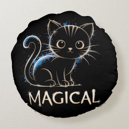 Magisches schwarzes Kätzchen ラウンドクッション (裏面)