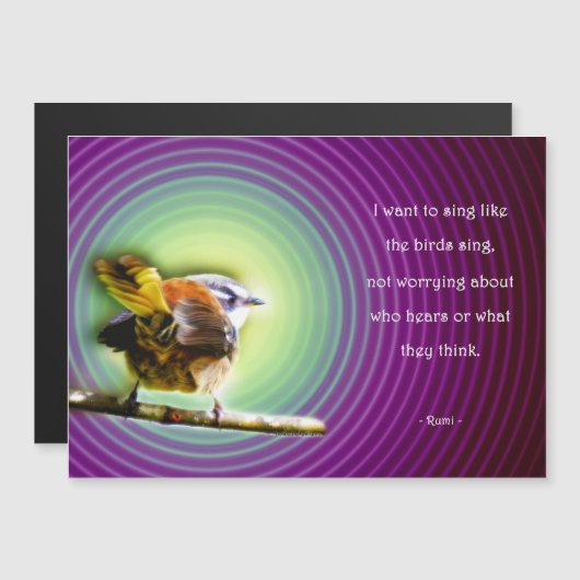 Magneetkaart met Rumi - Sing like the birds (正面/裏面)