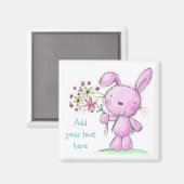 ♥ MAGNET ♥かわいいピンクの薄紫ウサギ マグネット (正面/裏面)