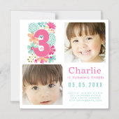 MAGNET サードサーティ 3歳誕生日パーティーの写真 マグネット招待状 (正面)