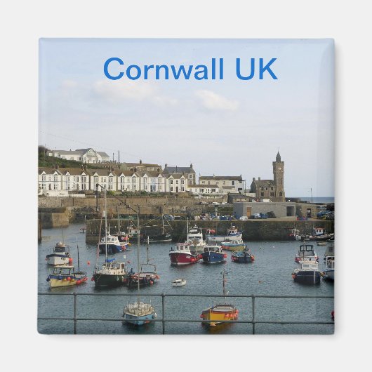 MAGNET – 村の港のボート – コーンウォール マグネット (正面)