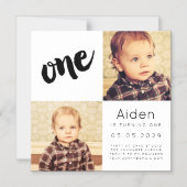 |MAGNET|男の赤ちゃんガール1枚1枚の誕生日フォトカード マグネット招待状 (正面)