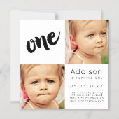 |MAGNET|男の赤ちゃんガールONE誕生日フォトカード マグネット招待状 (正面)