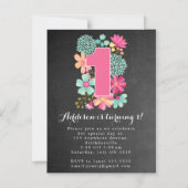 |MAGNET|黒板ガールズ1歳の誕生日パーティー マグネット招待状 (正面)