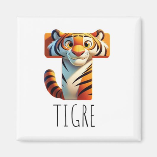 Magnet Animaux Rigolos Lettre T マグネット (正面)