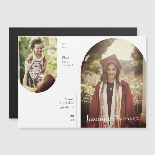 Magnet Arch Photo Then/Now卒業発表 マグネット招待状 (正面/裏面)