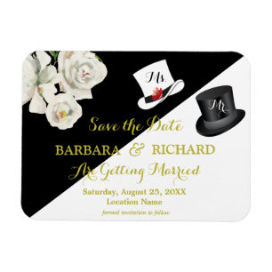 MAGNET Black & White Wedding Save the Date マグネット