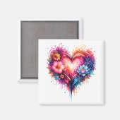 Magnet carré cœur artistique coloré マグネット (正面/裏面)
