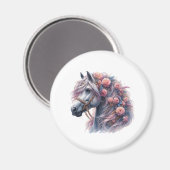 magnet cheval et fleurs マグネット (正面/裏面)