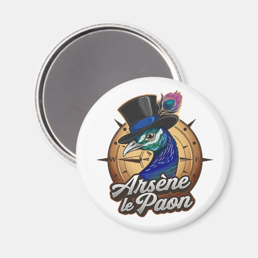 Magnet couleur "Arsène le Paon" マグネット (正面/裏面)