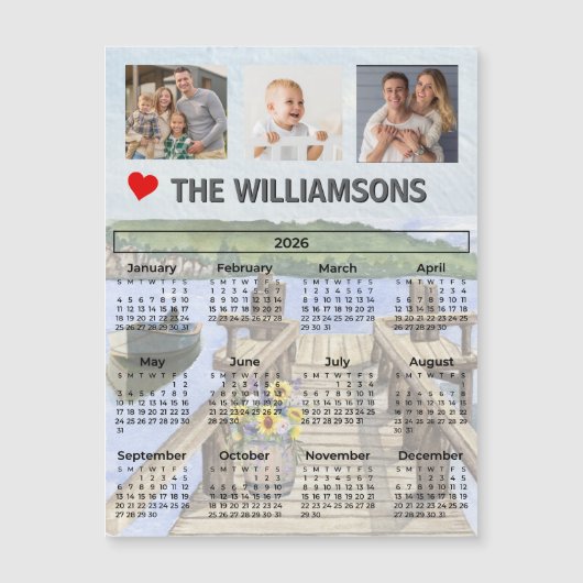 Magnet Dock Water Scene Photo Collage Calendar (正面)