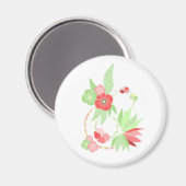 Magnet fleurs tropicales roses マグネット (正面/裏面)