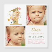 MAGNET Girls金ゴールド第1位の誕生日の年写真 マグネット招待状 (正面)