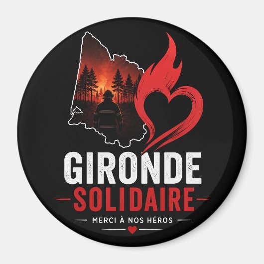 Magnet "Gironde Solidaire 2026" – Merci à nos héro マグネット (正面)