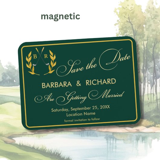 MAGNET Golf Theme Monogram Wedding Save the Date マグネット
