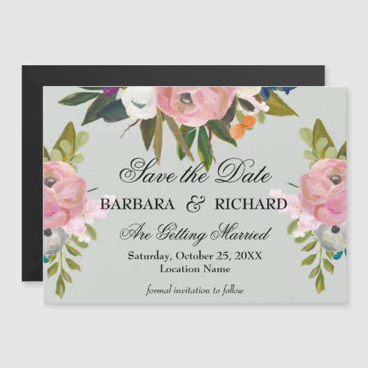 *MAGNET Handpainted Floral Wedding Save the Date  (正面/裏面)