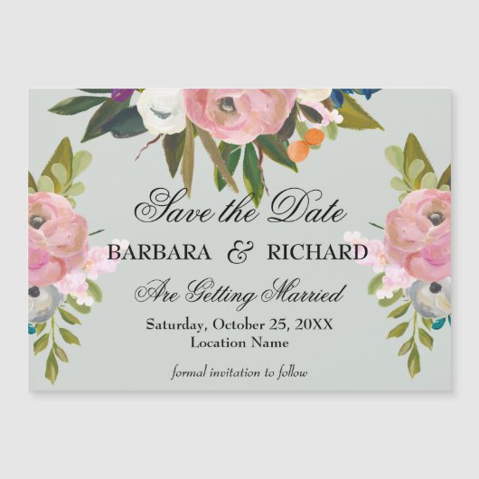 *MAGNET Handpainted Floral Wedding Save the Date  (正面)