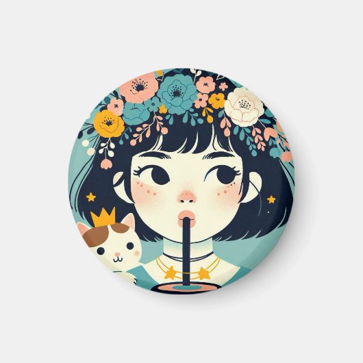 Magnet La petite fille au bubble tea“ マグネット (正面)