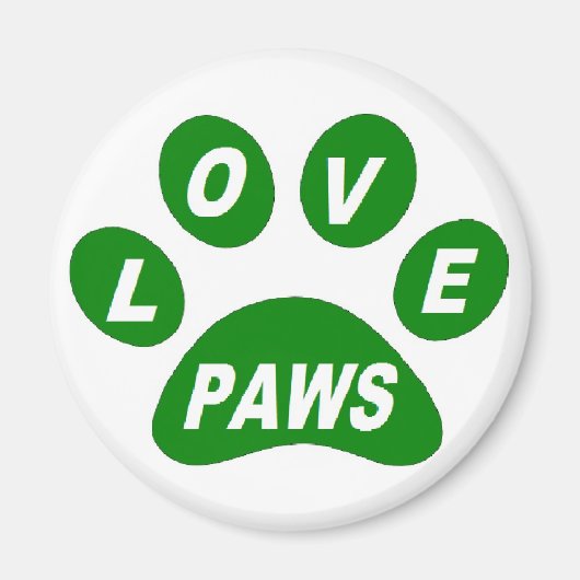 Magnet Love Paws on Paws Green マグネット (正面)
