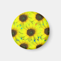 Magnet mit gelben kleinen Sonnenblumenblüten