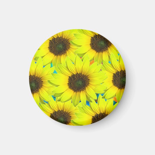 Magnet mit gelben kleinen Sonnenblumenblüten マグネット (正面)