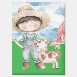 Magnet mit Junge und Kalb マグネット