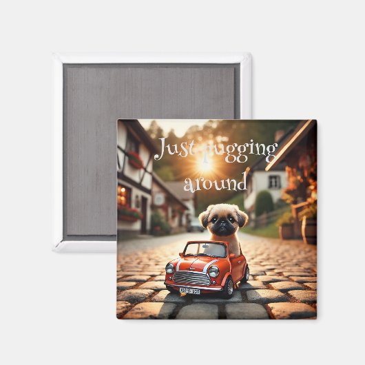 Magnet mit Mops und Mini Morris  マグネット (正面/裏面)