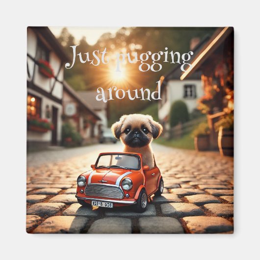 Magnet mit Mops und Mini Morris  マグネット (正面)