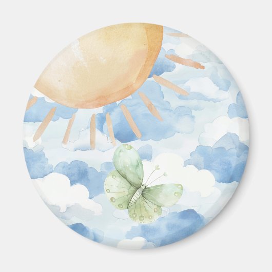 Magnet mit Schmetterling im blauen Himmel mit Wolk マグネット (正面)