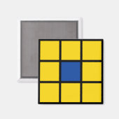 Magnet Quadrate Blume Gelb Blau マグネット (正面/裏面)