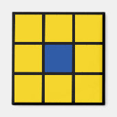 Magnet Quadrate Blume Gelb Blau マグネット (正面)