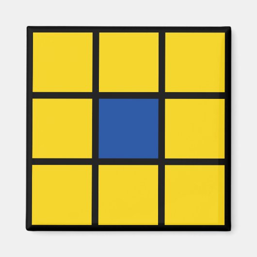 Magnet Quadrate Blume Gelb Blau マグネット (正面)