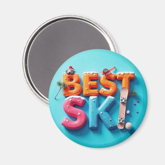 Magnet Rond Frigo – Design Unique - BEST SKI  マグネット (正面/裏面)