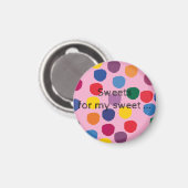 Magnet - rosa mit Punkten und Schriftzug マグネット (正面/裏面)