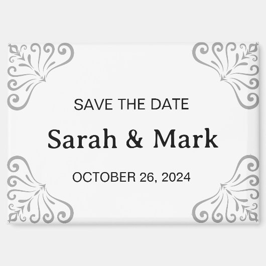 Magnet Save the Dates - Modern White Design マグネット (正面)