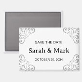 Magnet Save the Dates - Modern White Design マグネット (正面/裏面)