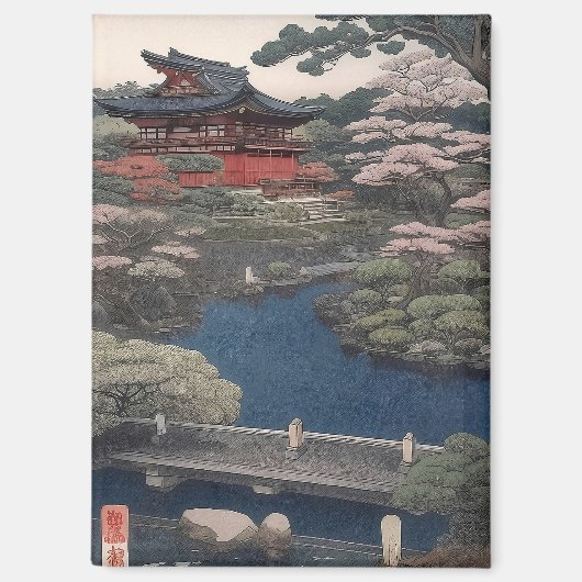 Magnet - Temple on the river - Japan マグネット (正面)