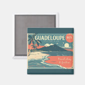 Magnet vintage Guadeloupe 971 – Plage tropicale ré マグネット (正面/裏面)