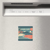 Magnet vintage Guadeloupe 971 – Plage tropicale ré マグネット (インサイチュ (食洗機))