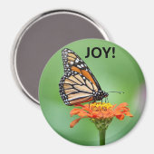 Magnet with Monarch butterfly, flower, and JOY! マグネット (正面/裏面)