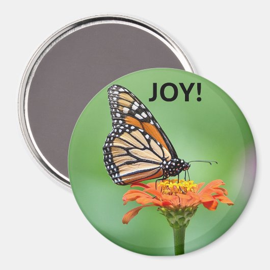Magnet with Monarch butterfly, flower, and JOY! マグネット (正面/裏面)