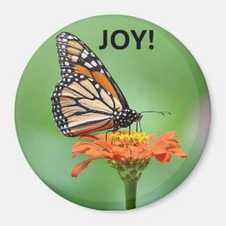 Magnet with Monarch butterfly, flower, and JOY! マグネット
