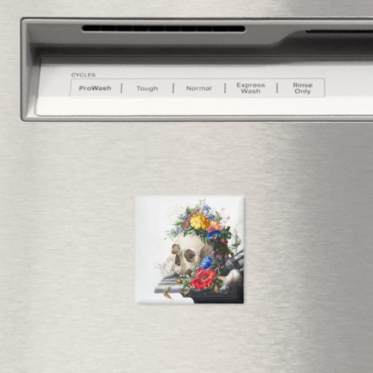 Magnet with skull and flowers scene. マグネット (インサイチュ (食洗機))