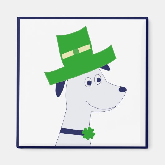 Magnet with St. Patrick's Day dog and clover マグネット (正面)