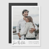 Magneticスタイリッシュスクリプトで日付を保存モダンする マグネット招待状 (正面/裏面)